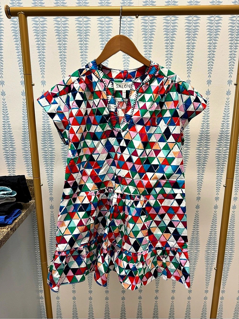 SALONI Geometric Mini Dress in Multicolor, Size 0